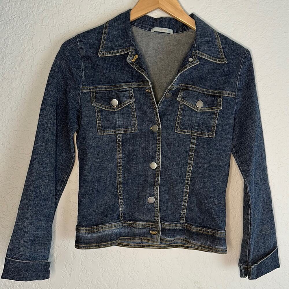 Forever 21 Denim Jean Jacket Trucker Medium Western Cowgirl Indie Sleaze Outdoor